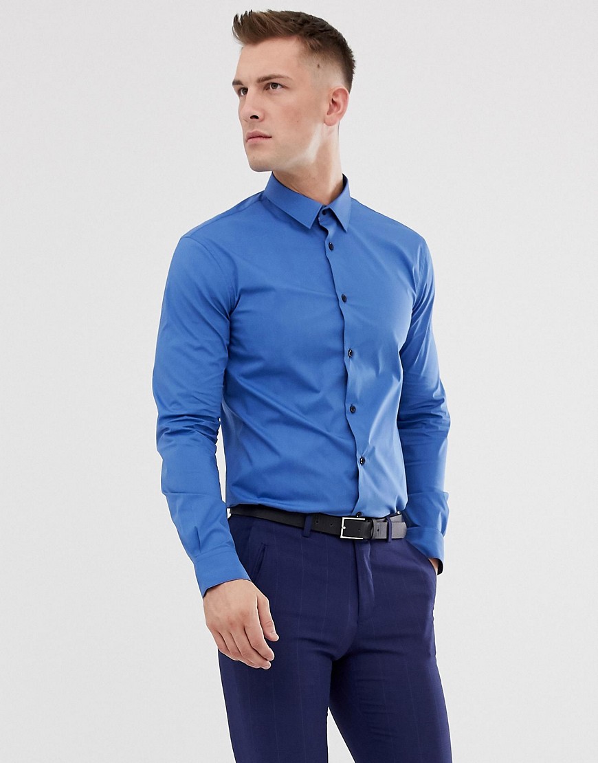 Celio slim fit smart shirt in blue