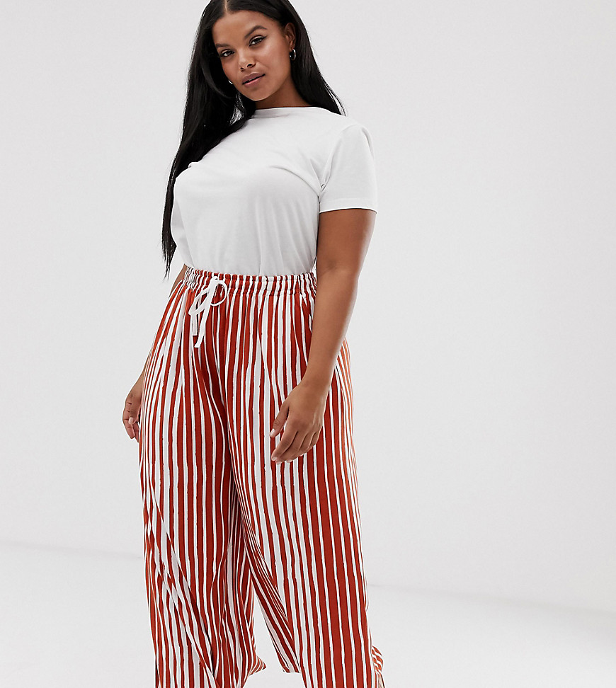 ASOS DESIGN Curve cropped drawstring trousers in natural stripe