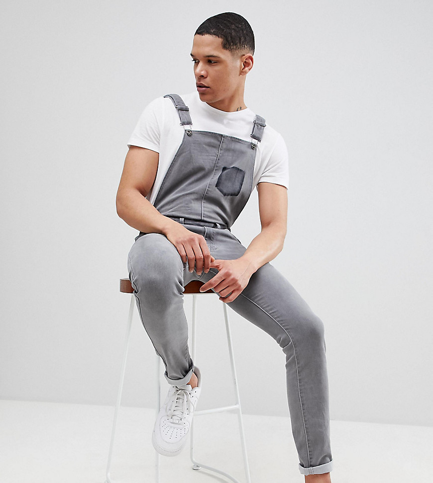 Liquor N Poker Dungarees With Pocket Detail - Grey