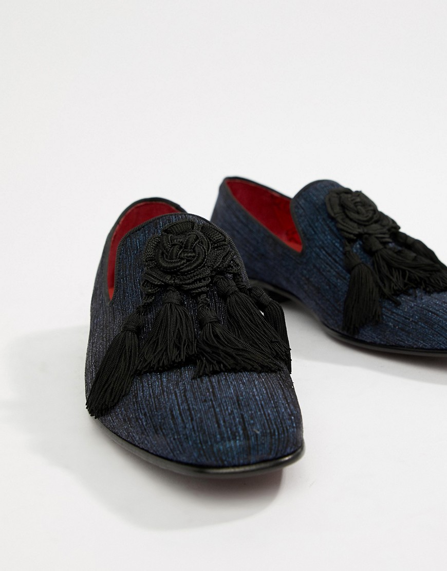 Jeffery West Jung tassel loafers in navy texture