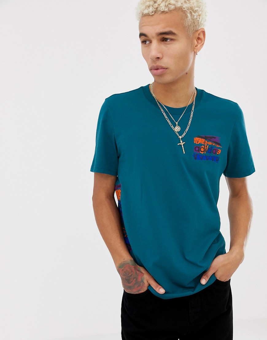 adidas Skateboarding Printed T-Shirt In Blue DH3924
