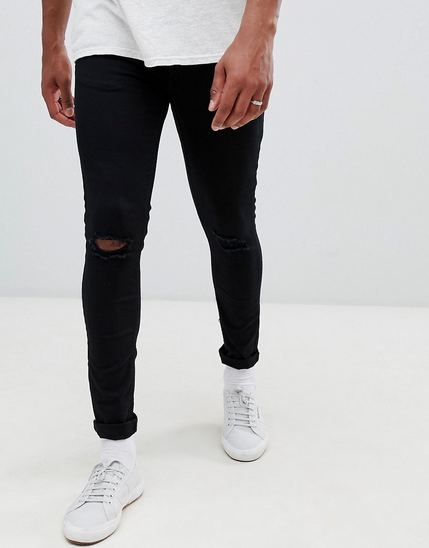New Look skinny jeans with knee rip in black wash