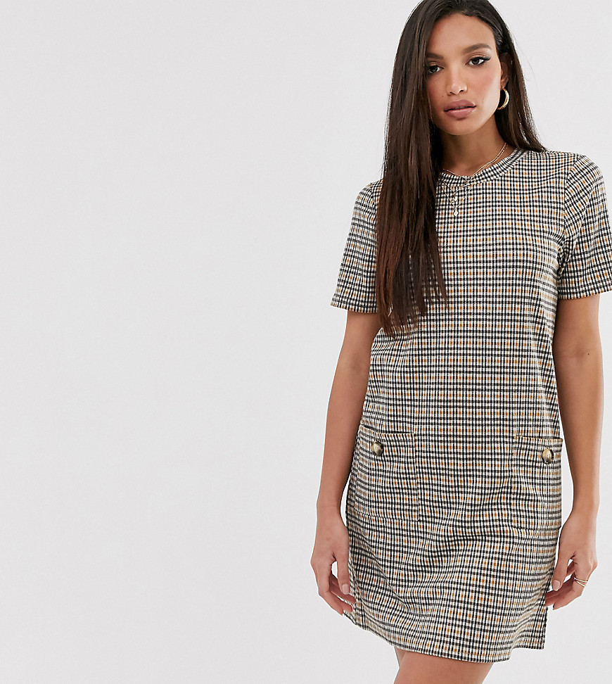 Brave Soul Tall baylea shift dress in check