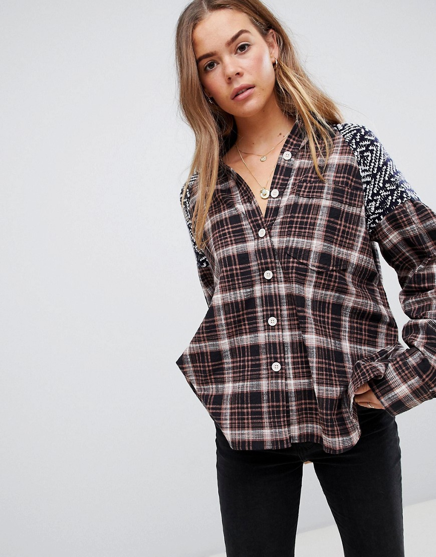 Free People Fireside Nights mixed check shirt