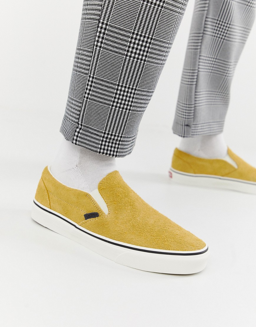 Vans Slip-On hairy suede plimsolls in yellow VN0A38F7ULR1