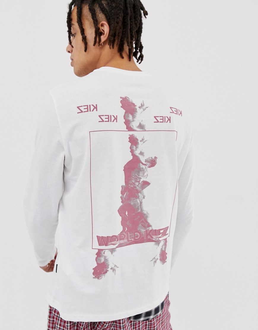 YOURTURN long sleeve t-shirt with graphic print in white