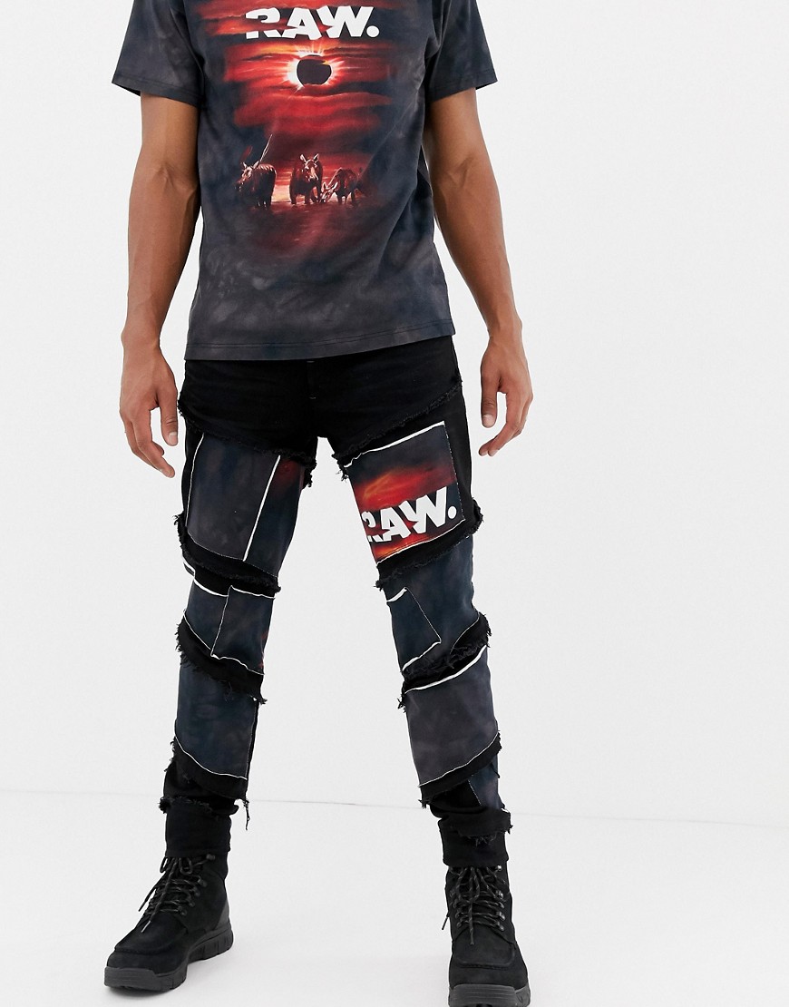 G-Star x Jaden Smith spiral eclipse patches 3d slim jeans