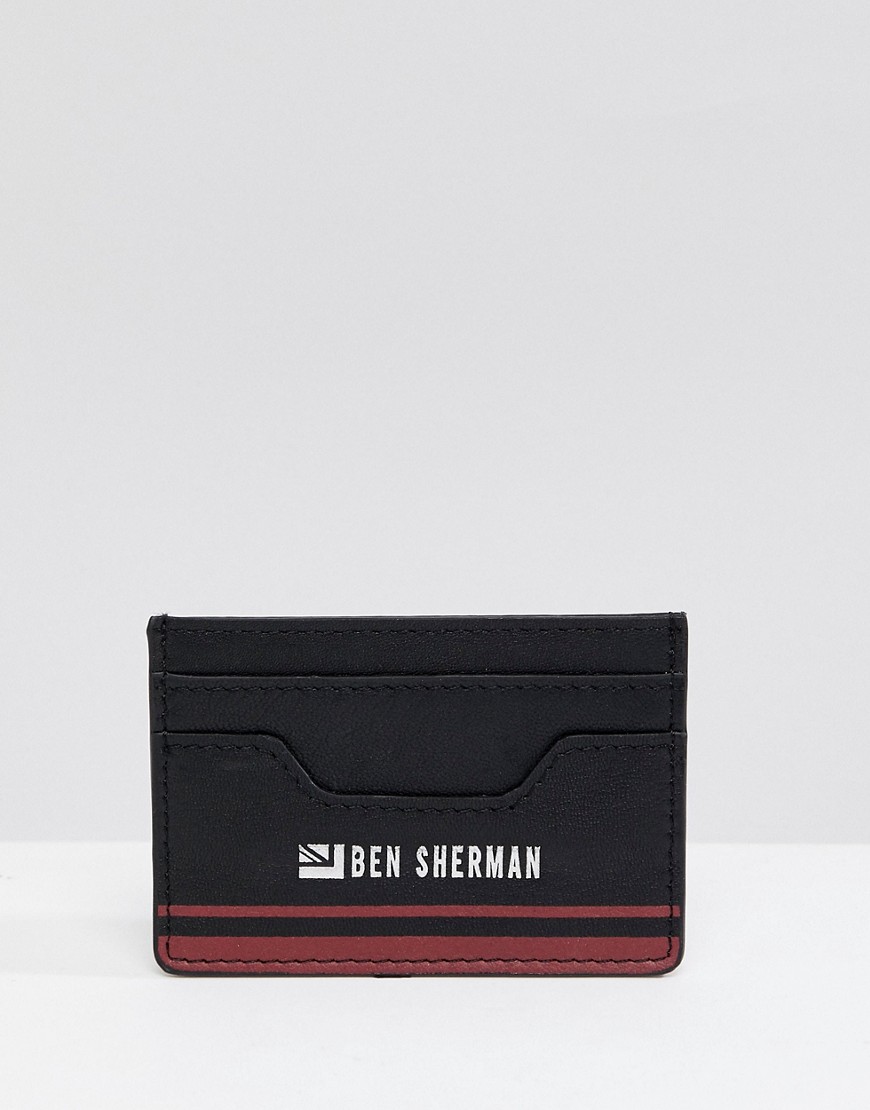 Ben Sherman leather card holder in black/red