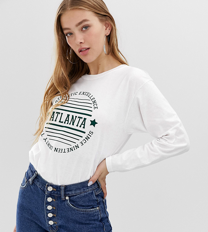Daisy Street long sleeve boyfriend t-shirt with atlanta print