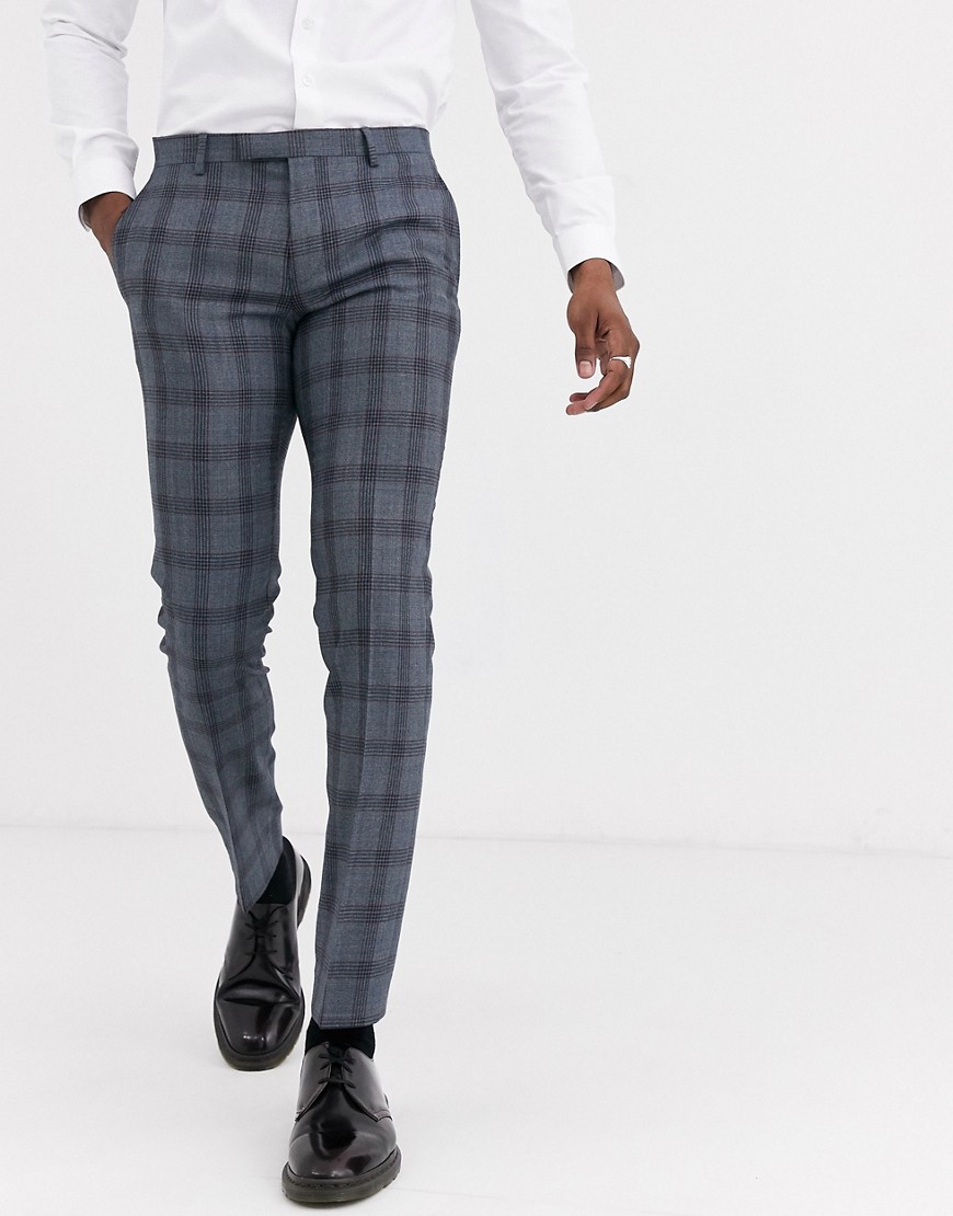 Twisted Tailor super skinny suit trousers in blue check