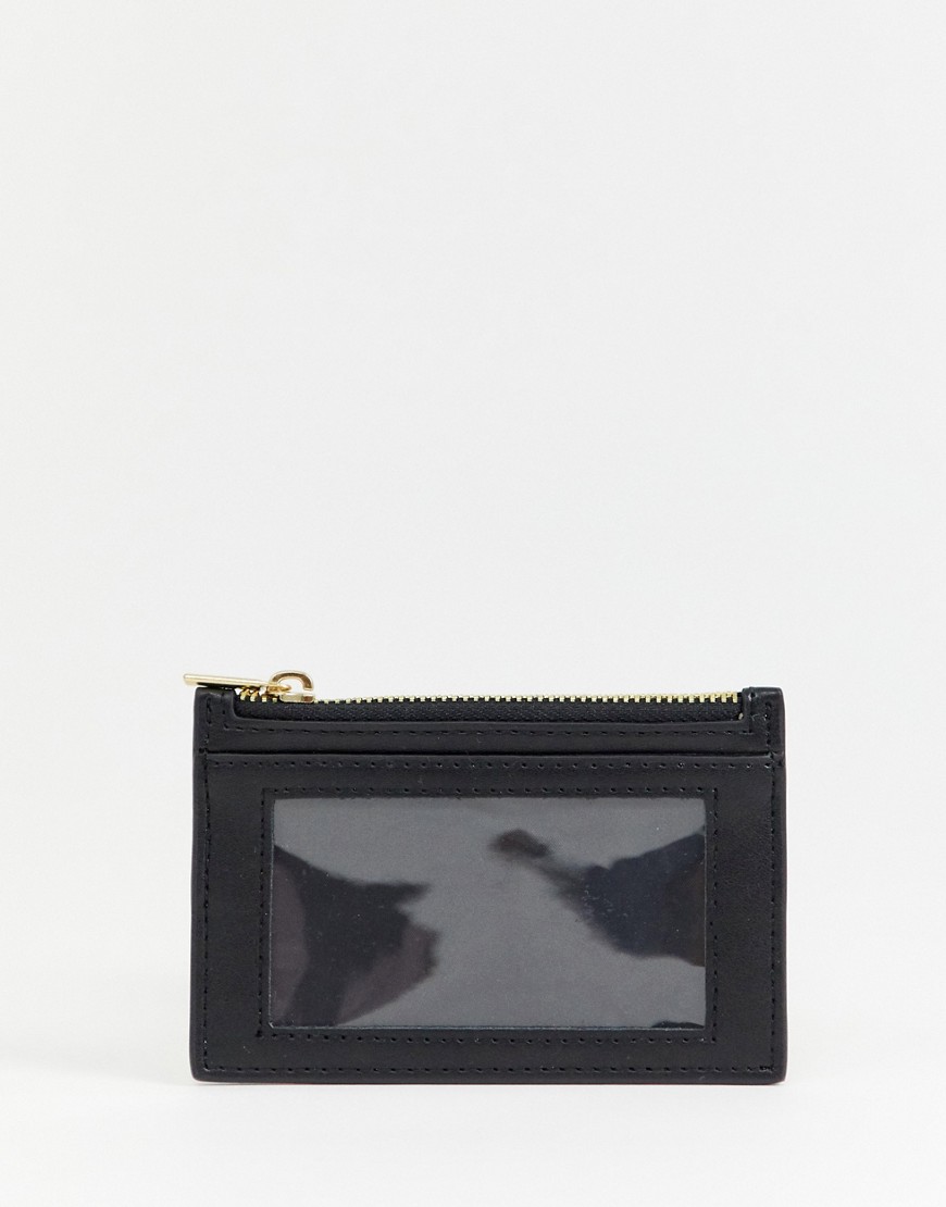 Monki zip card case in black - Black