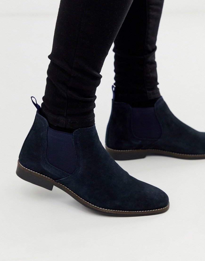Red Tape navy suede chelsea boot