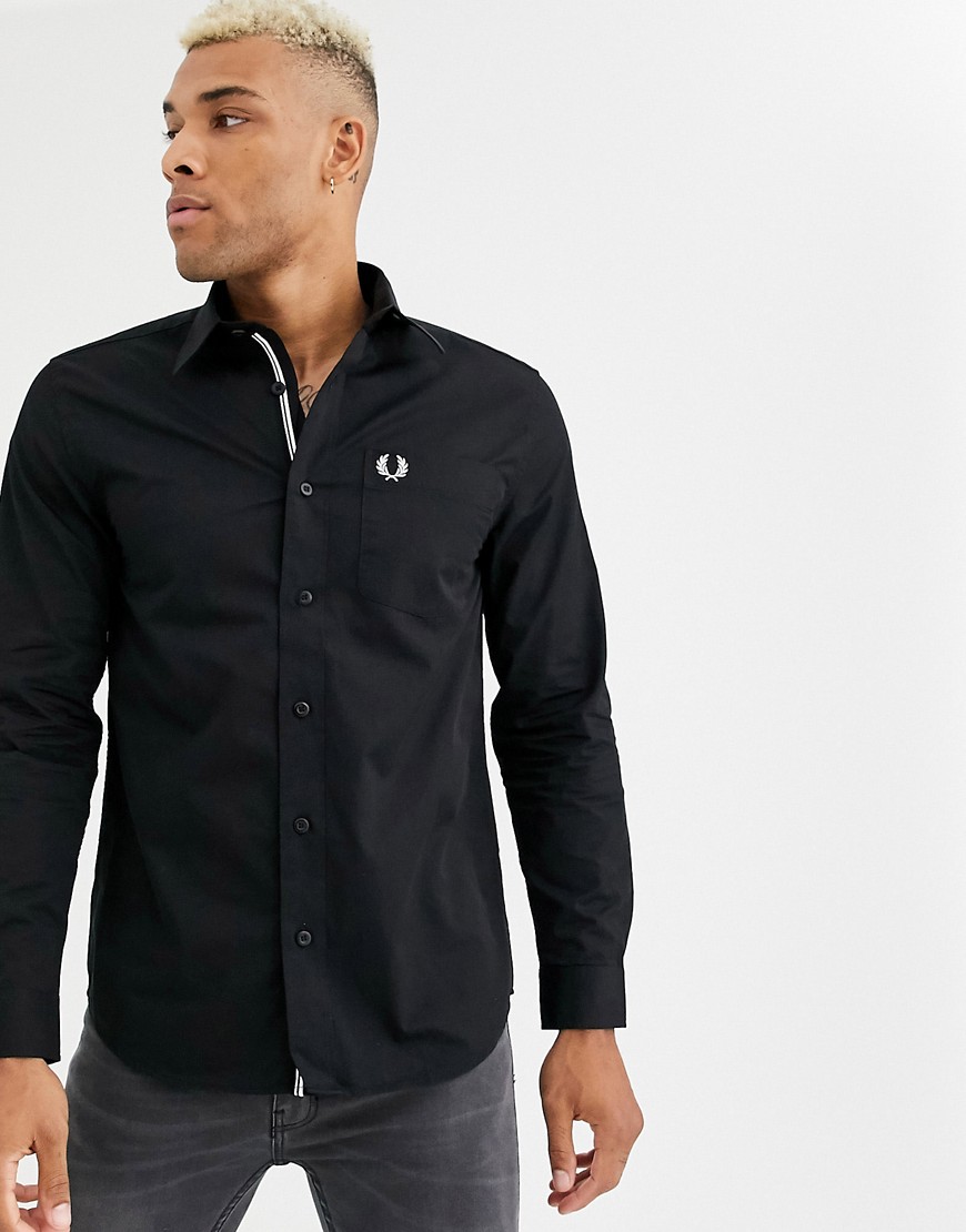 Fred Perry poplin shirt with pocket in black