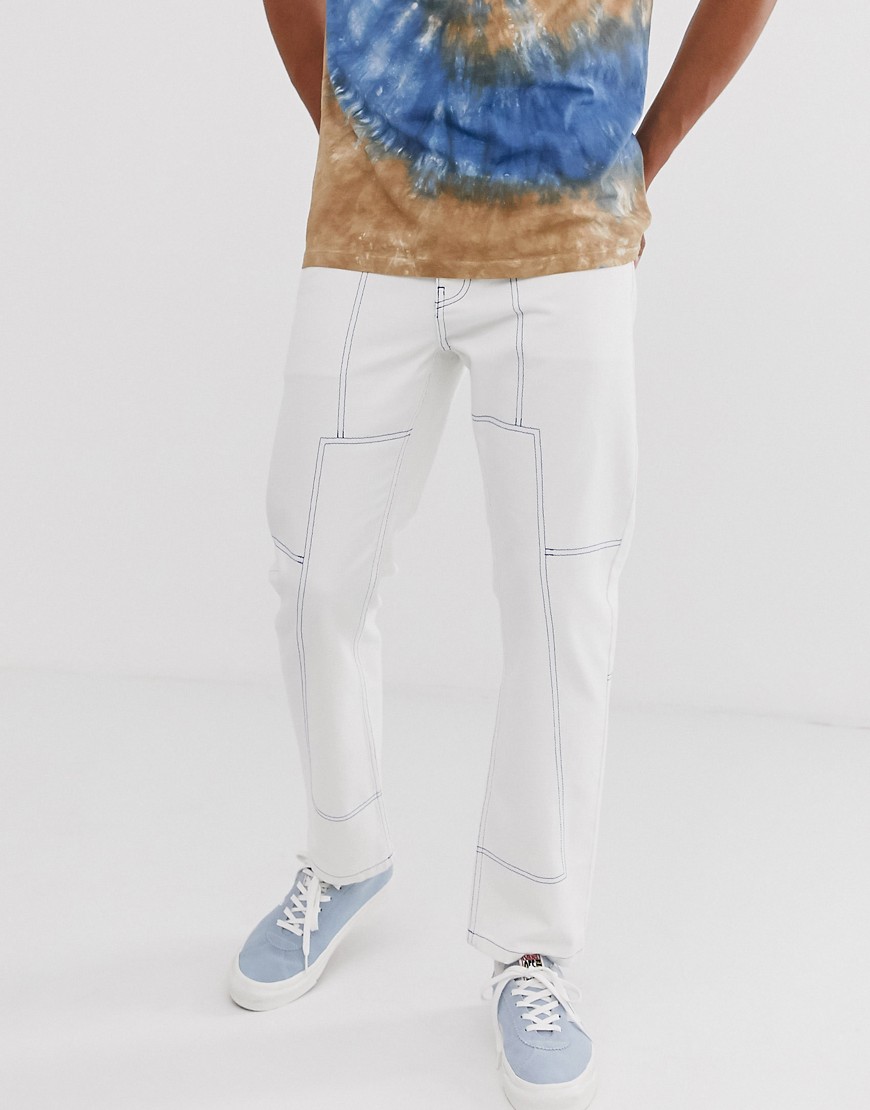 Noak jeans in off white with contrast stitch