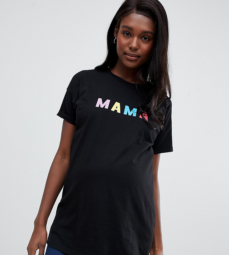 ASOS DESIGN Maternity nursing double layer t-shirt with mama slogan