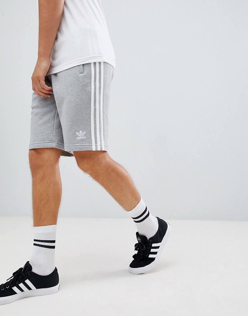 adidas Originals adicolor three stripe Jersey Shorts In Grey DH5803