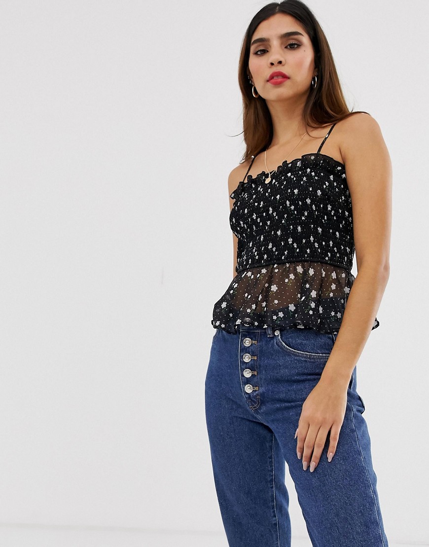 The East Order mimi cami top with shirred detail in floral print