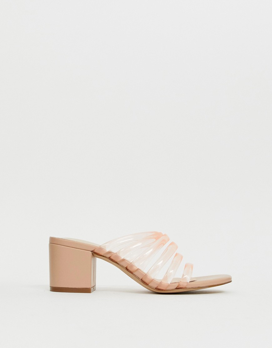 E8 by Miista pink strappy mid block heeled sandals