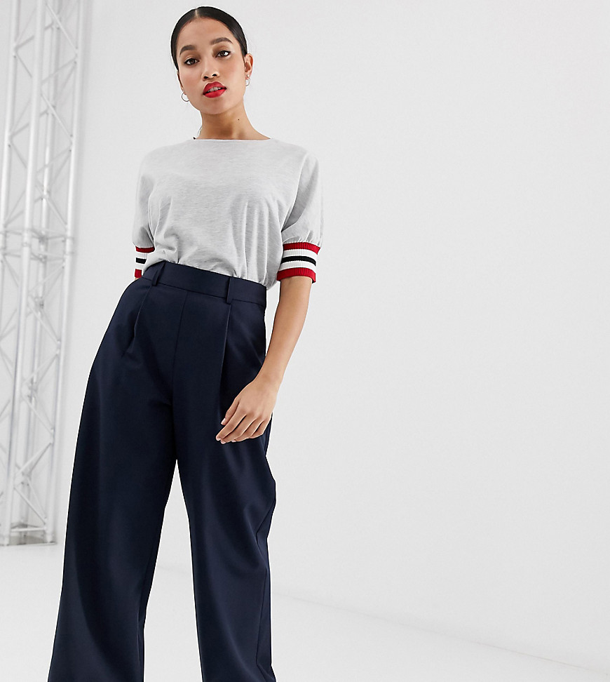 ASOS DESIGN Petite wide leg trousers with pleat detail
