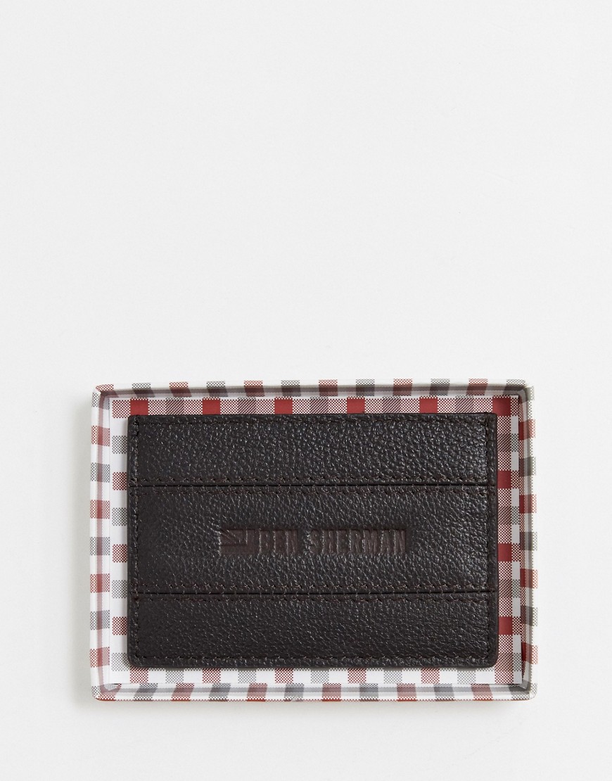Ben Sherman leather card holder in brown
