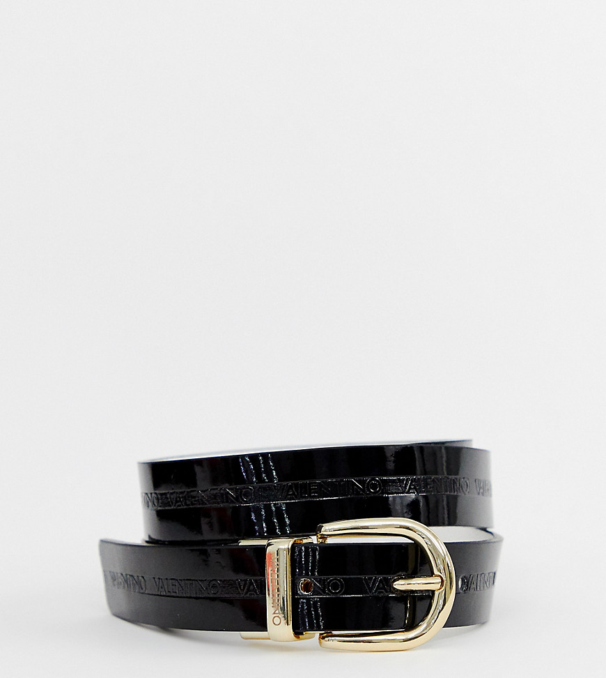 Valentino by Mario Valentino patent branded belt in black