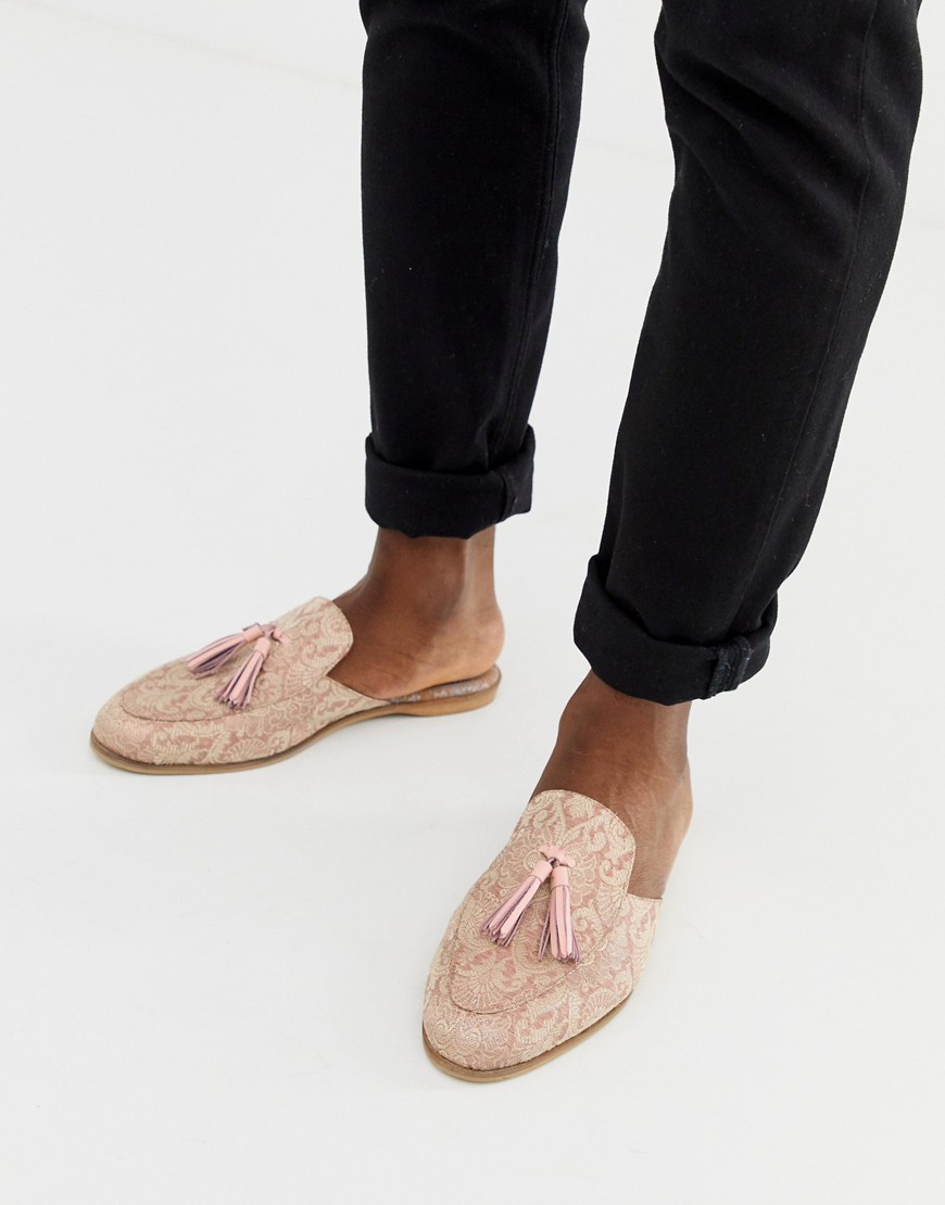 House of Hounds Helios slip on loafers in pink brocade