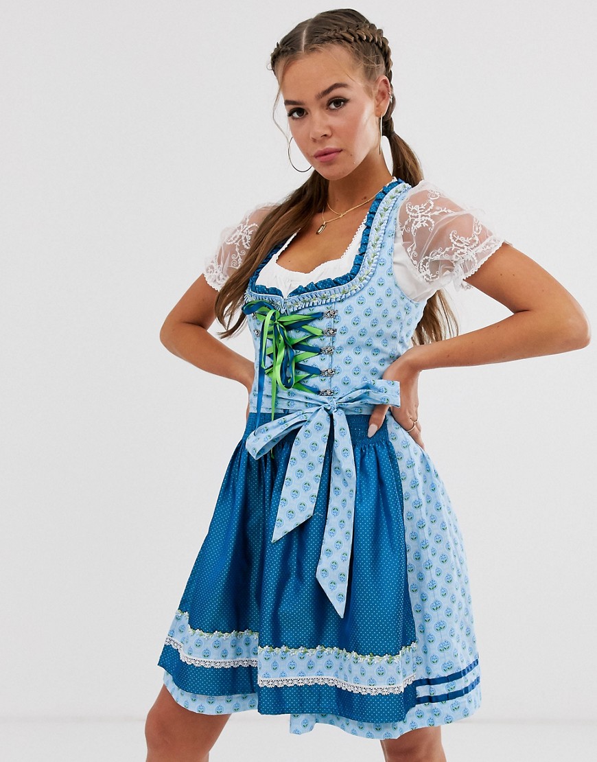 Stockerpoint ornamental printed dirndl with apron and embellishment skirt
