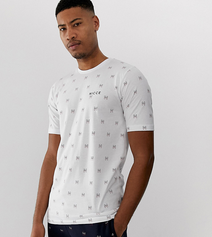 Nicce t-shirt with all over logo in white