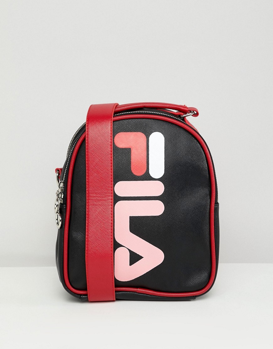 Fila Soho Black Mini Backpack With Red Contrast Straps - Black