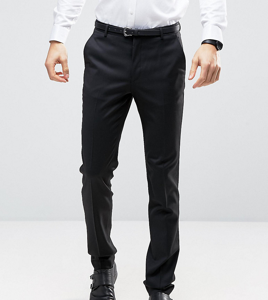 Asos Design Asos Tall Slim Tuxedo Pants In Black - Black