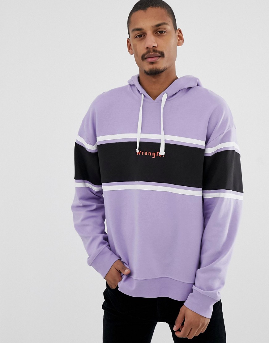 Wrangler oversized logo colourblock chest stripe sweatshirt in heirloom lilac