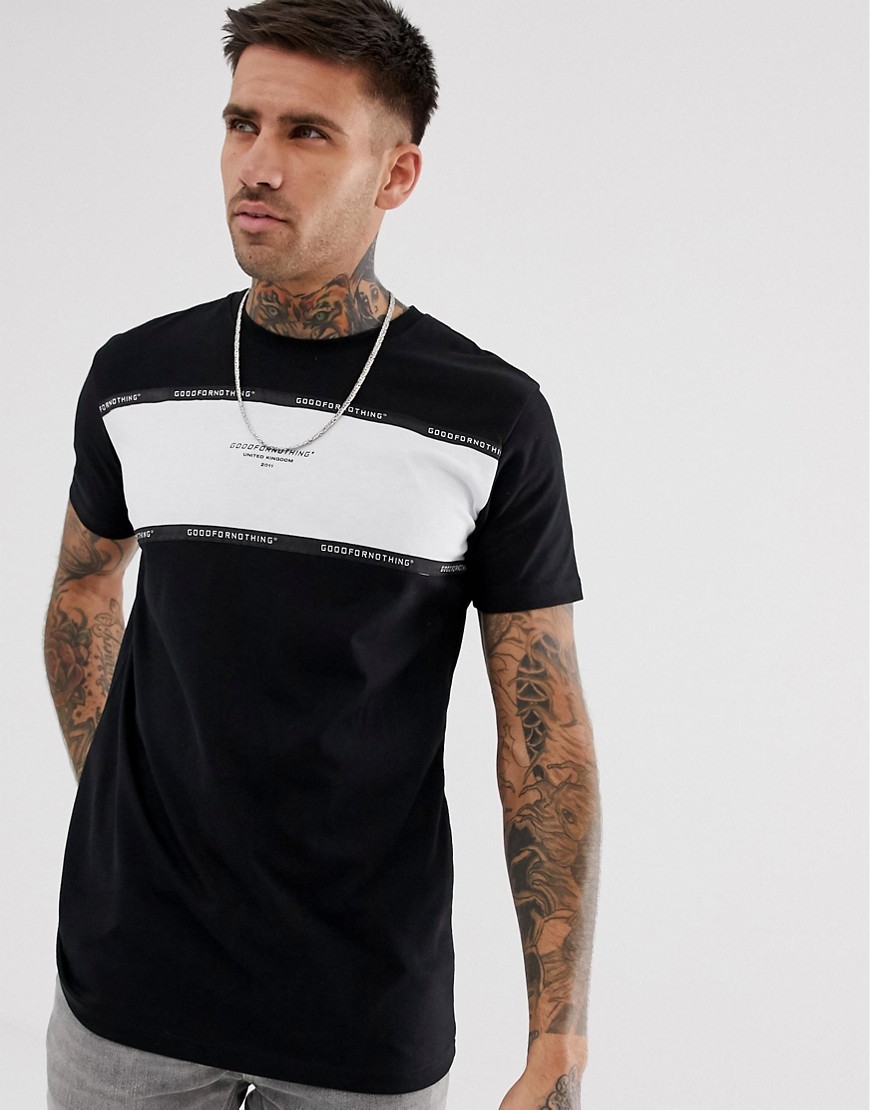 Good For Nothing muscle cut & sew panel t-shirt in black