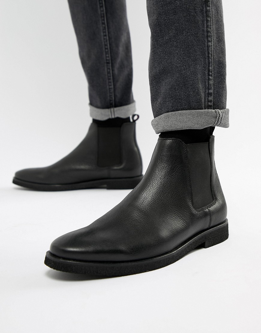 WALK London Hornchurch chelsea boots in black leather