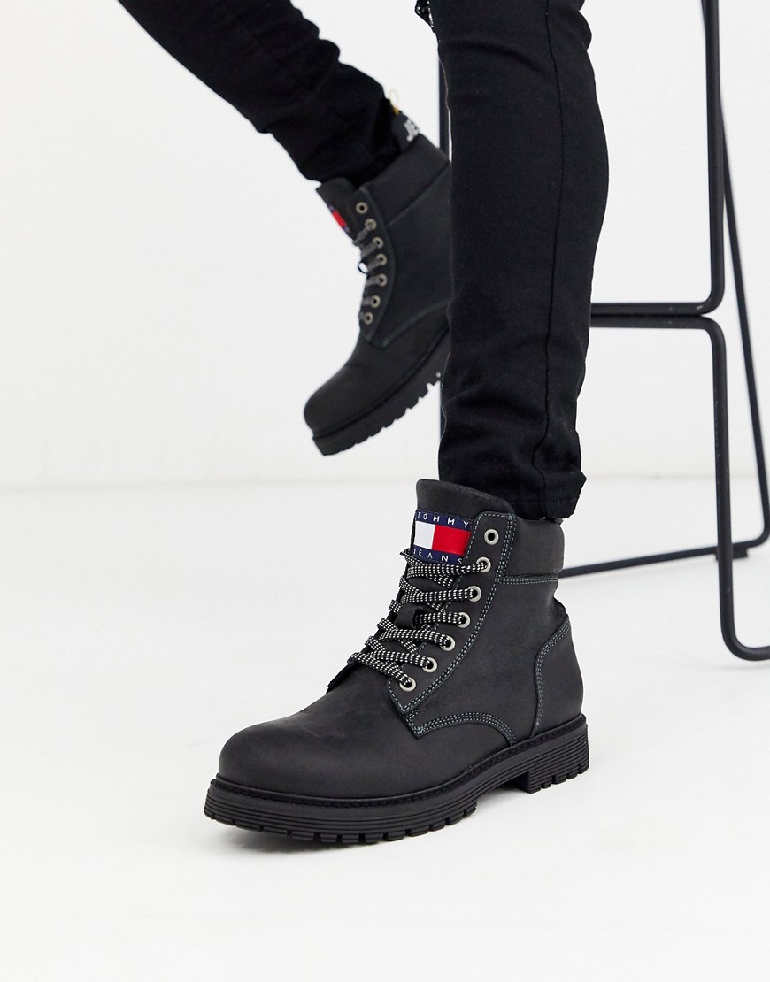 Tommy Hilfiger lace up boots in black