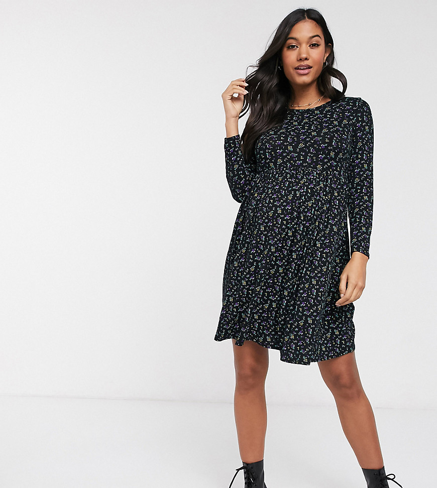 New Look Maternity jersey smock dress in spot floral print