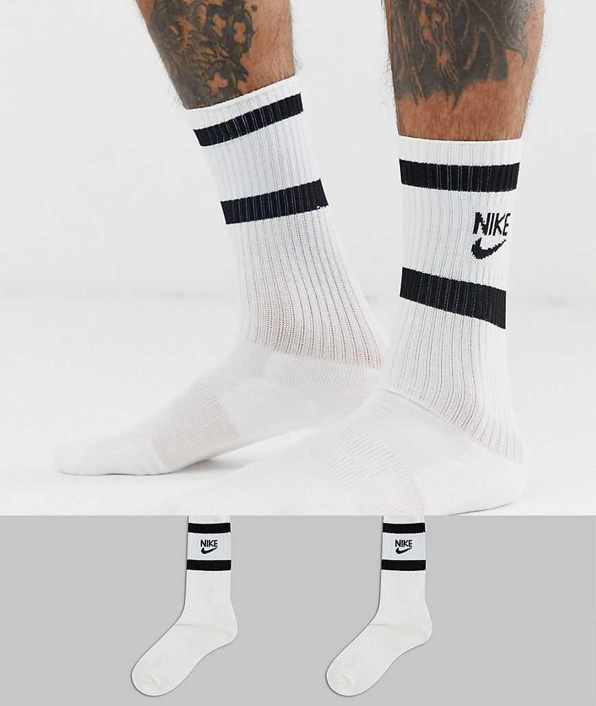 Nike Heritage 2 pack socks in white with black logo