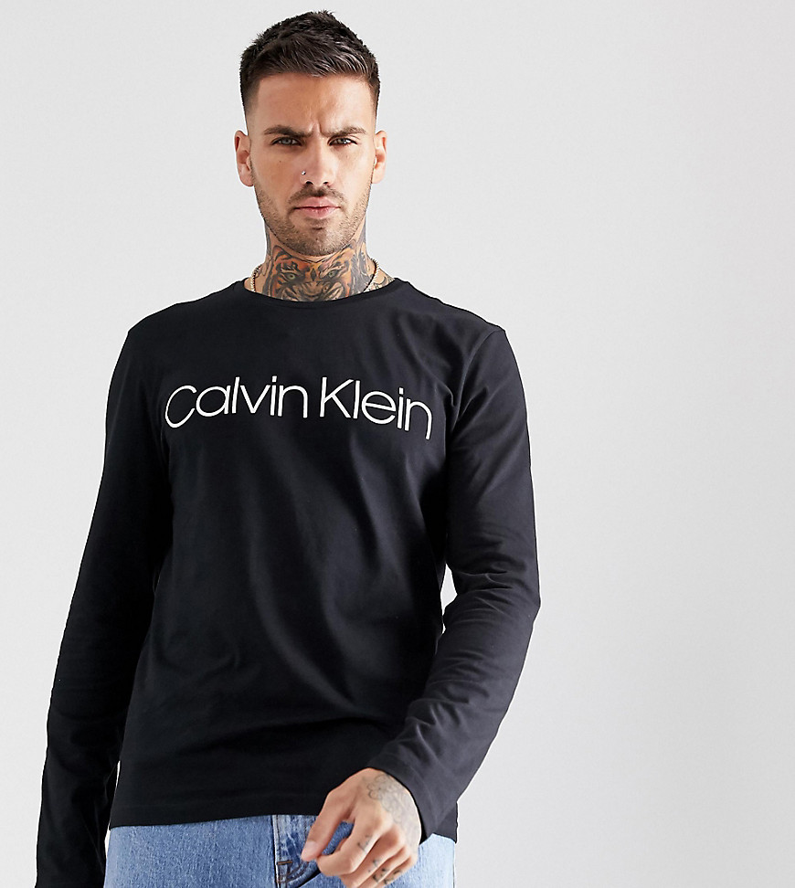 Calvin Klein large logo long sleeve top in black