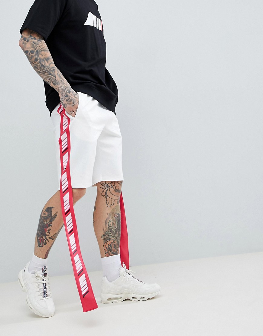 Antimatter Shorts In White With Logo Taping