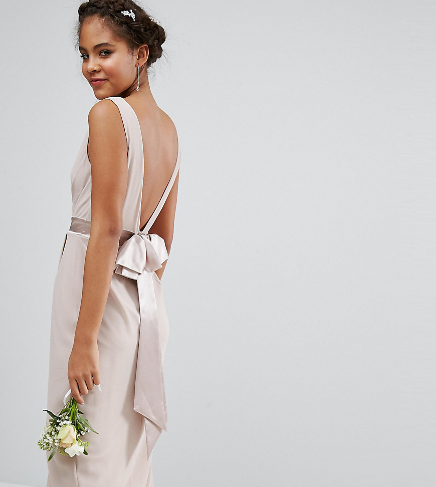 TFNC Tall Wedding Wrap Midi Dress With Bow Back