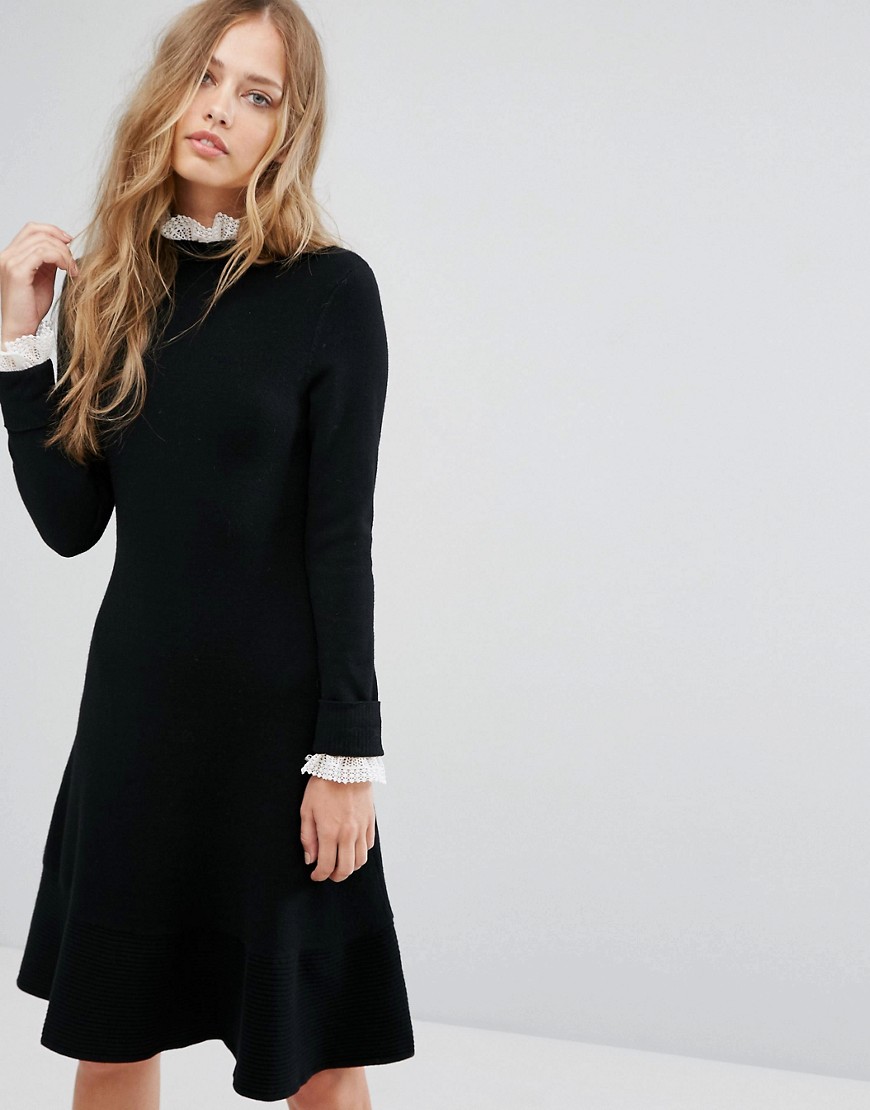 Черное платье с кружевной отделкой Suncoo - Черный 