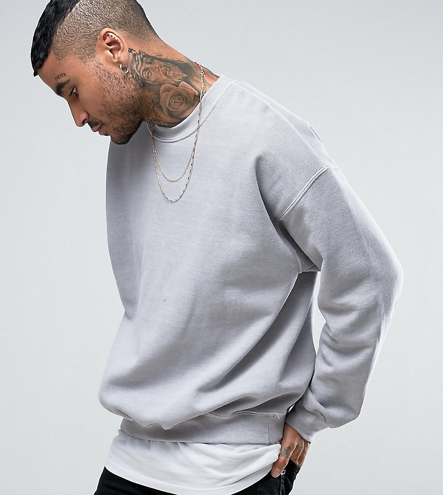 Reclaimed Vintage Inspired Oversized Sweatshirt In Grey Overdye - Grey