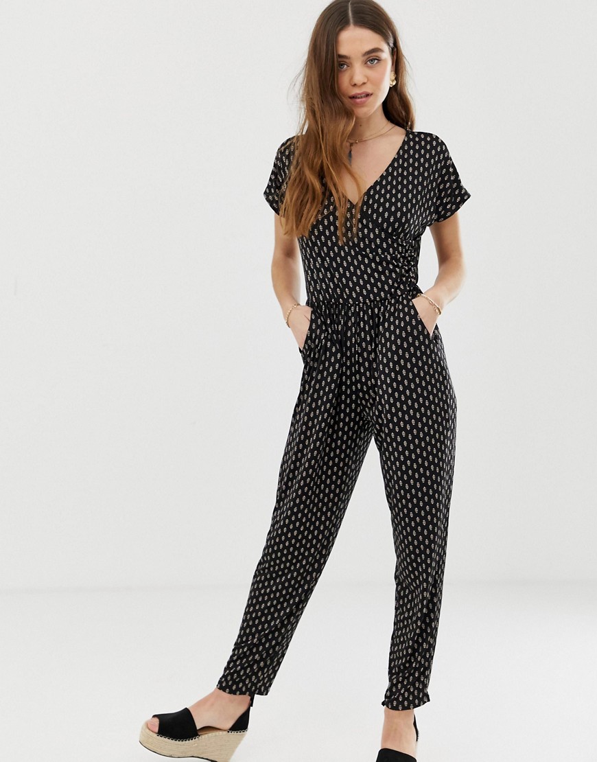 Gilli wrap front jumpsuit in abstract