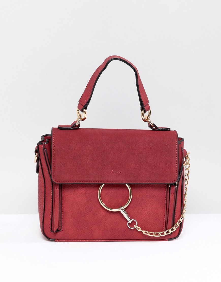 PrettyLittleThing ring detail cross body bag in red