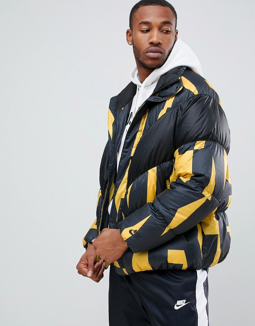 Nike Down Filled Jacket In All Over Print In Yellow 928889-752