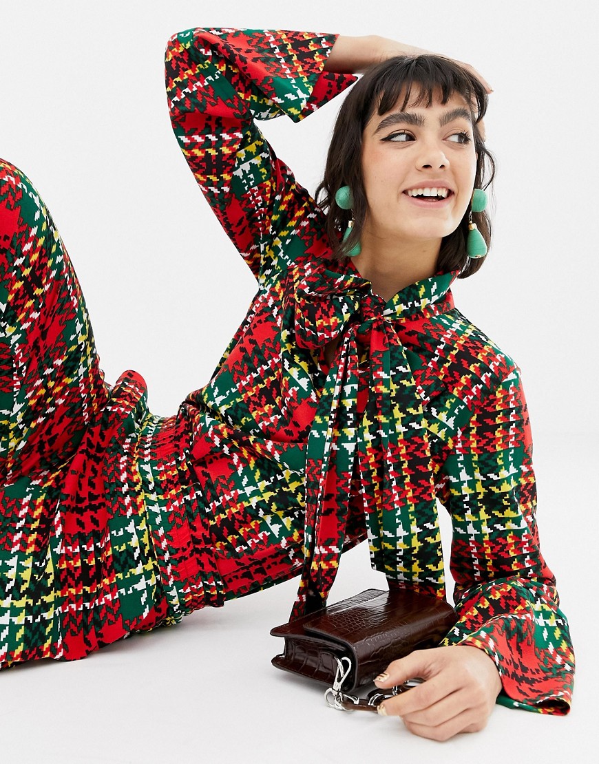 Resume Julia blouse with pussybow in tartan