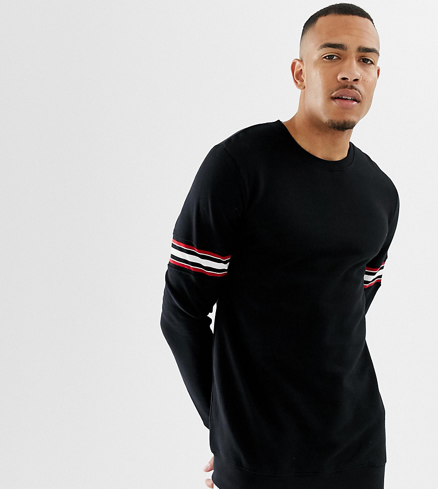 Burton Menswear Big & Tall sweatshirt with stripe detail in black