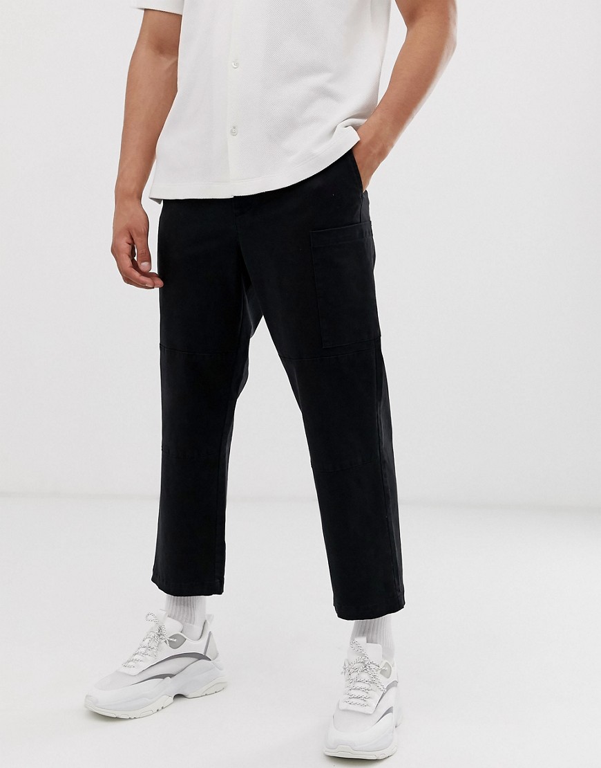 ASOS WHITE cargo trousers in black