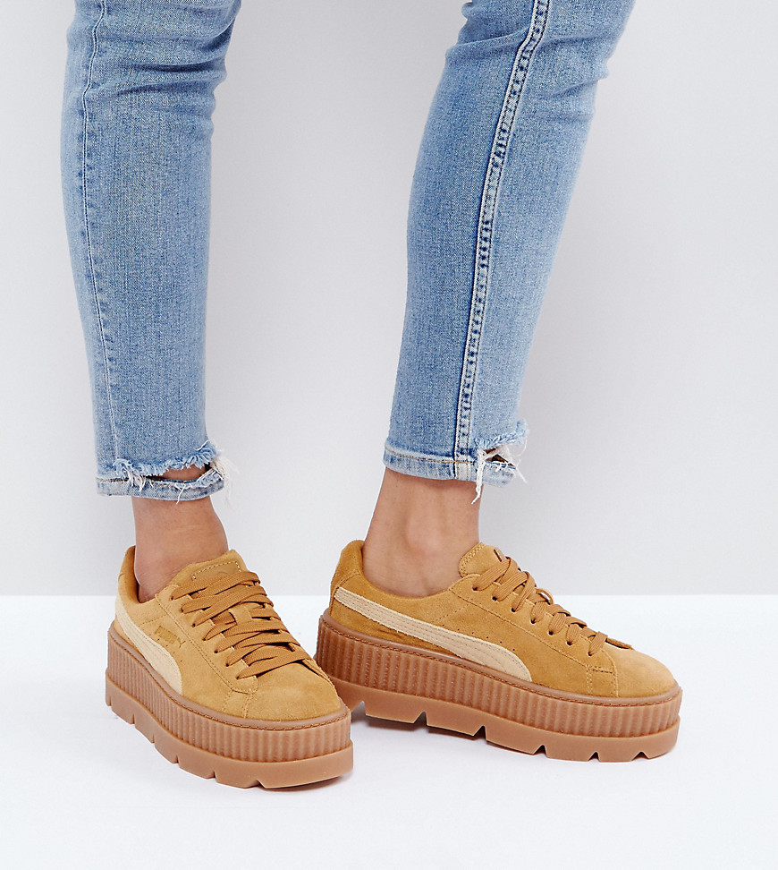 Puma X Fenty Suede Creepers In Sand - Beige