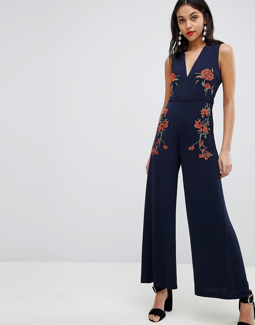 Finders Embroidered Floral Jumpsuit
