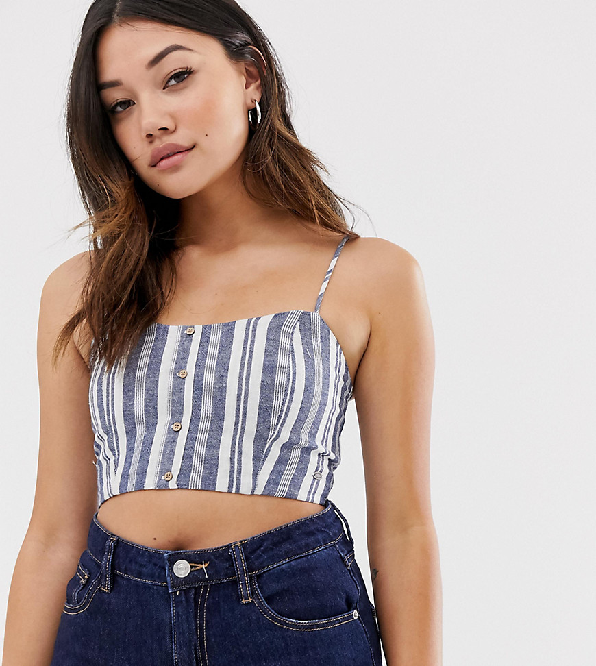 Pull&Bear Co-ord Stripe Button Detail Front Top